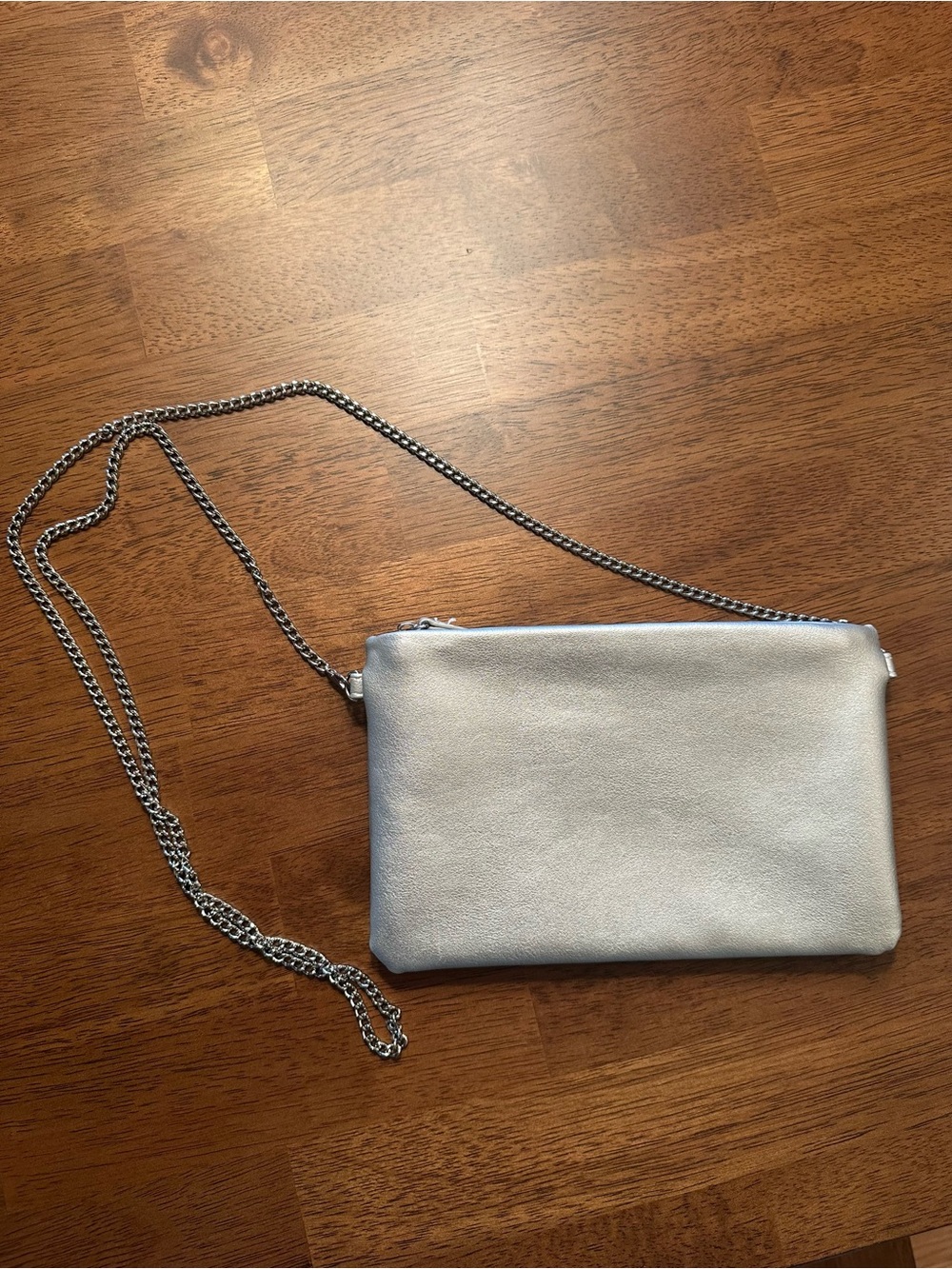 Forever 21 Silver Metallic Chain Crossbody Bag